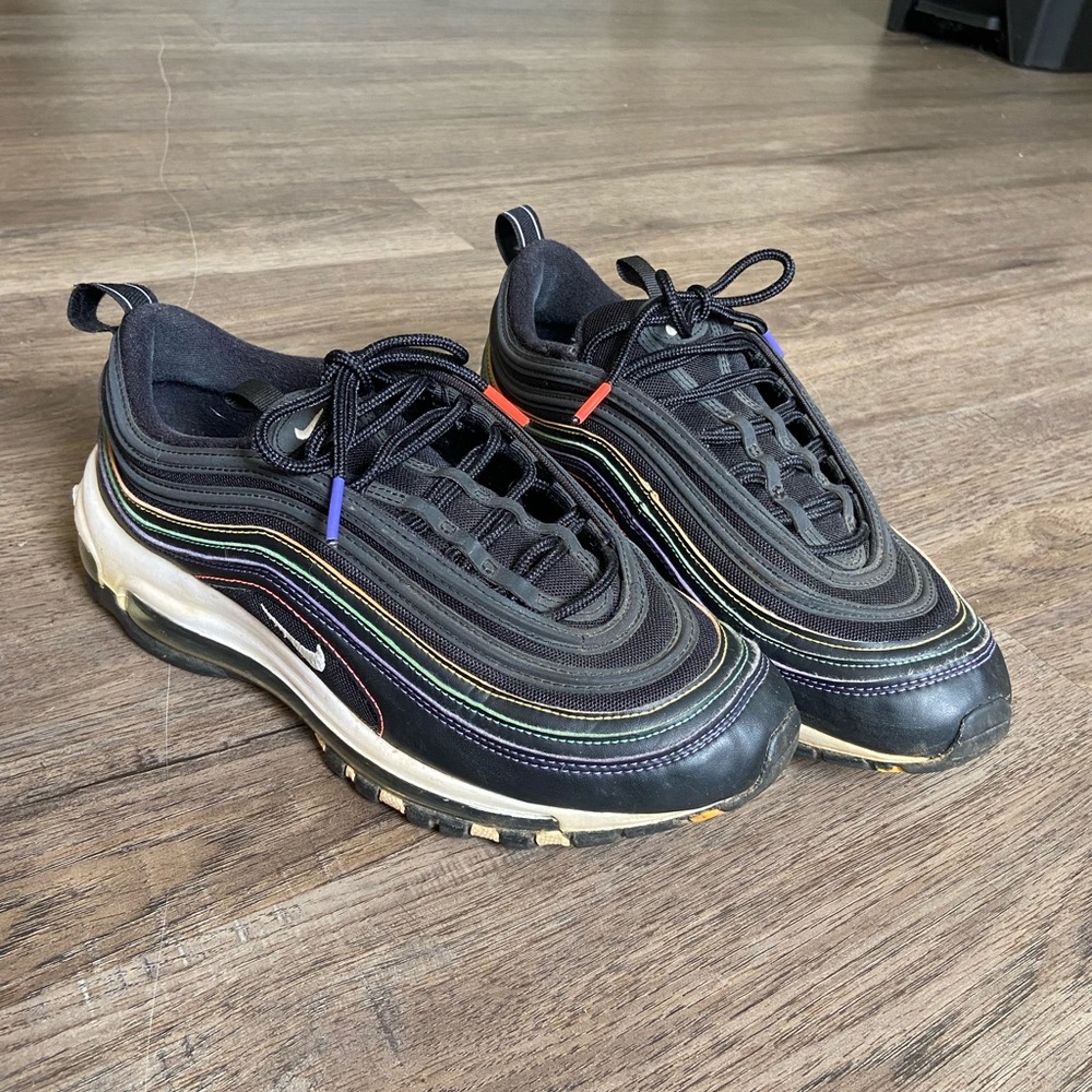 Nike Air Max 97 sneakers, black with multi-colored accents